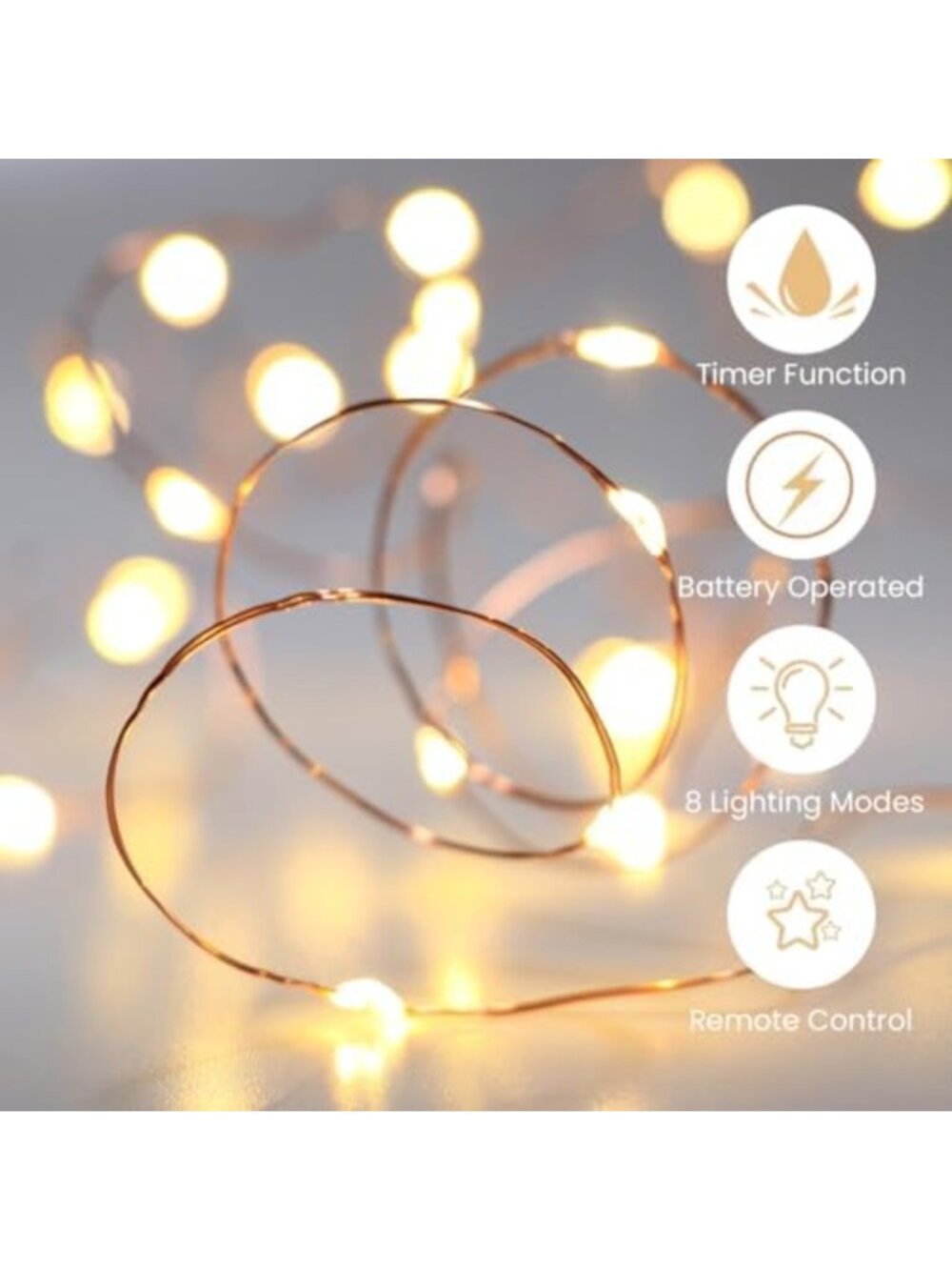 Battery Operated LED Fairy String Lights with Timer & Remote Control - Perfect - Picture 6 of 6